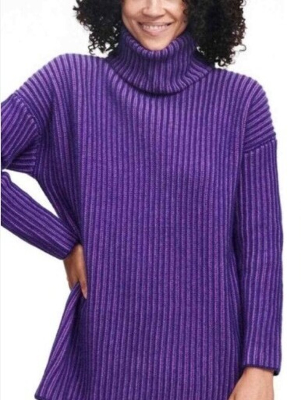 NAADAM Wool Cashmere Blend Turtleneck High-Low Tunic Sweater - Size - Large